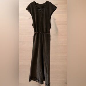 Vintage Sleeveless Knit Jumpsuit with Belted Waist - Dark brown size XS